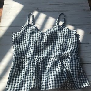 Blue ruffled tank top